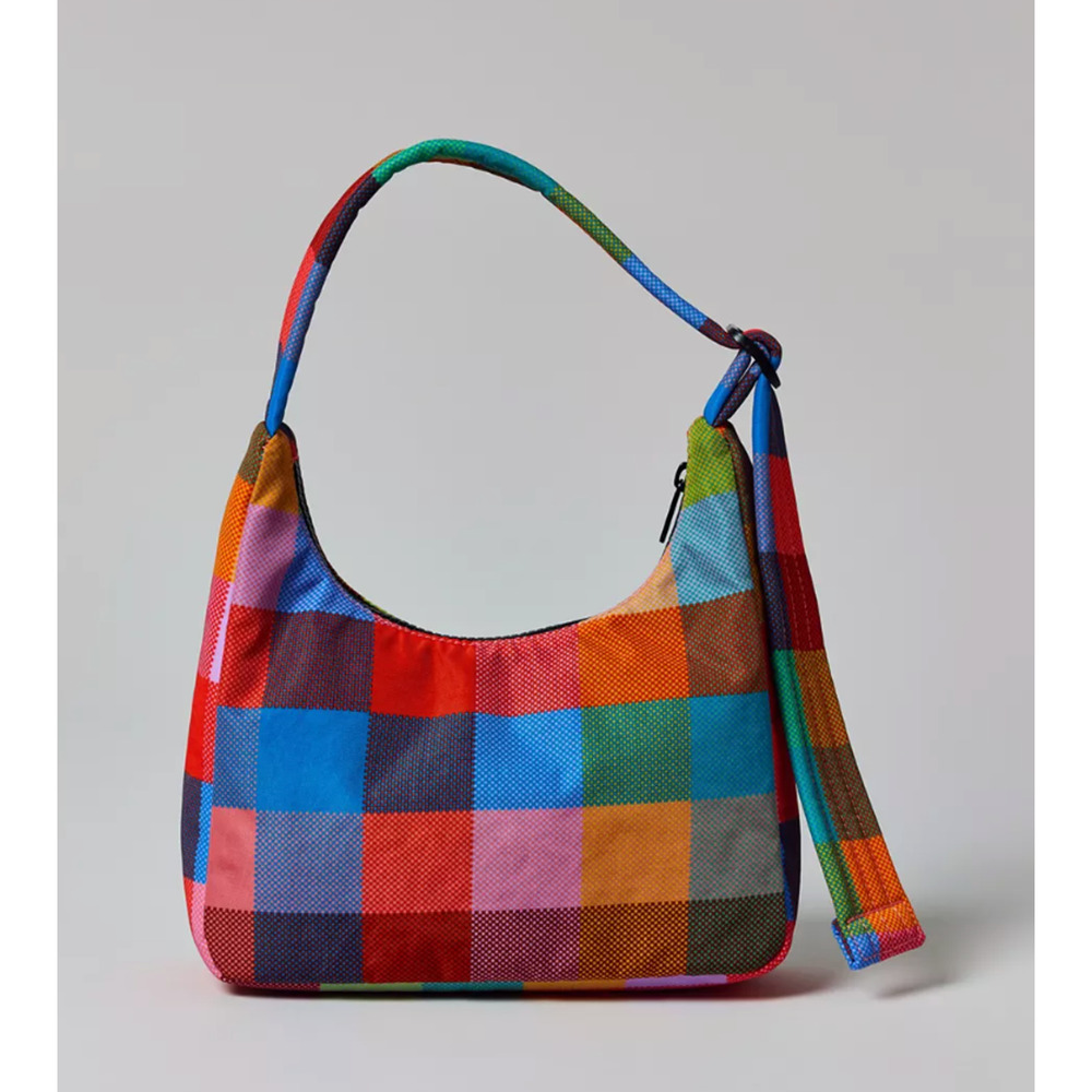 NEW BAGGU UO URBAN OUTFITTERS MADRAS PLAID MINI NYLON SHOULDER BAG